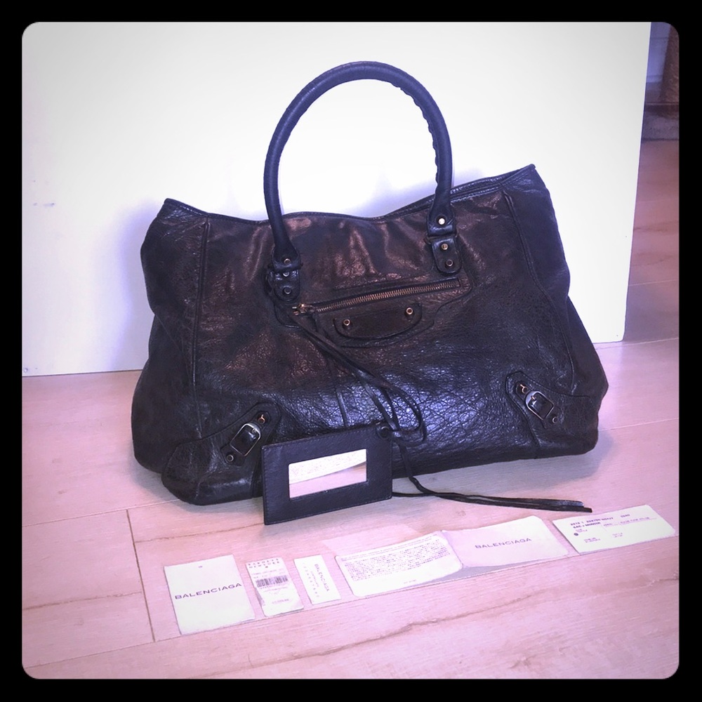 Balenciaga Classic City Blk Lambskin Leather Satch
